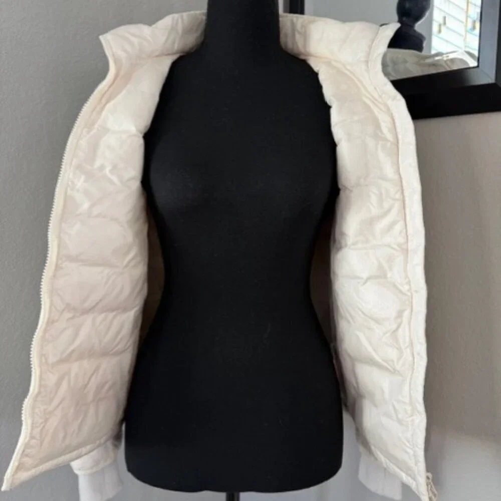 J CREW Down Puffer Jacket Lightweight Ivory Cream XS